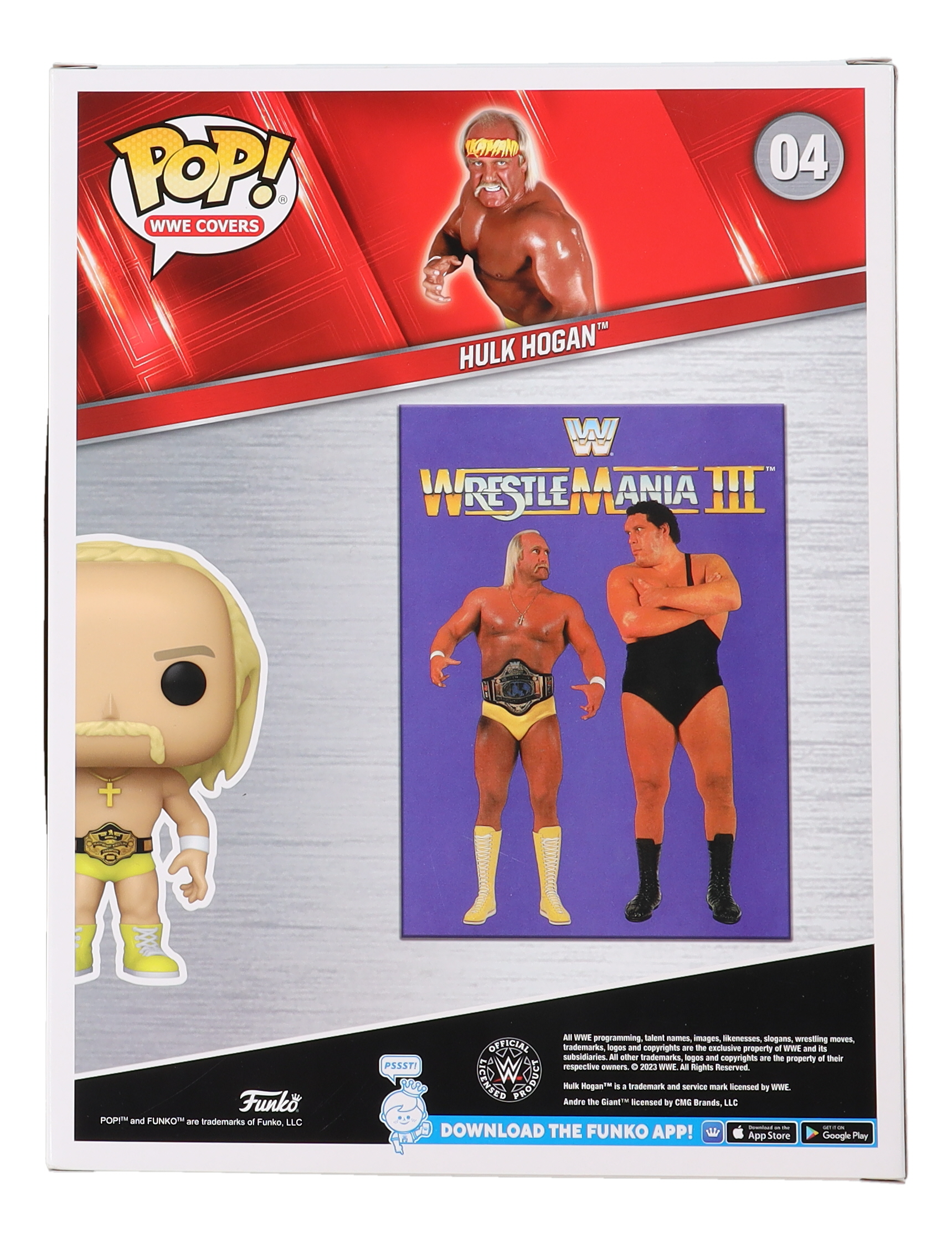Hulk Hogan Signed #04 WrestleMania III Funko Pop! WWE Cover Vinyl Figure (Schwartz) at PristineAuction.com Hulk Hogan Signed #04 WrestleMania III Funko Pop! WWE Cover Vinyl Figure (Schwartz) at PristineAuction.com