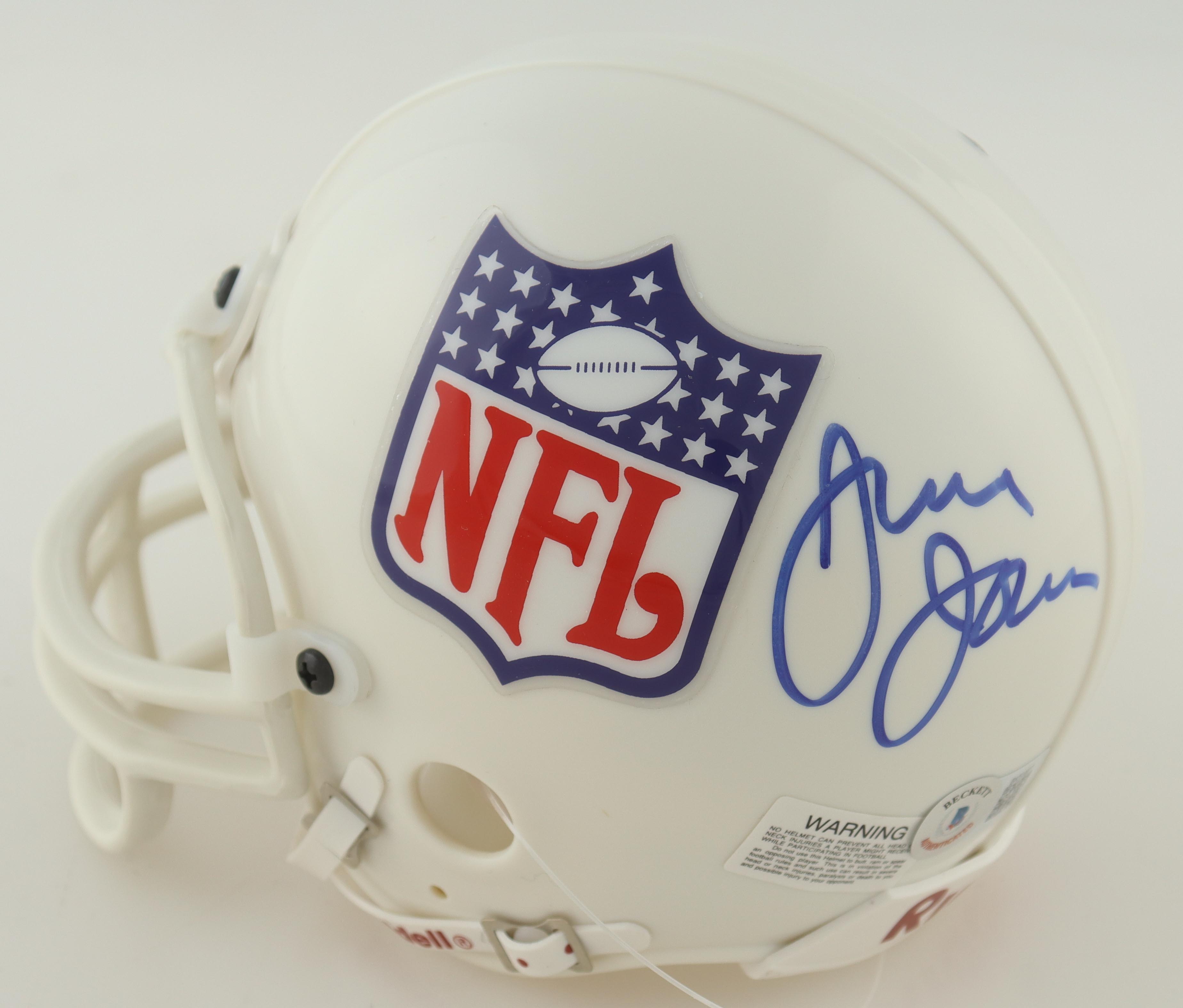 Jerry Jones Signed NFL Shield Logo Mini Helmet (Beckett) at PristineAuction.com Jerry Jones Signed NFL Shield Logo Mini Helmet (Beckett) at PristineAuction.com