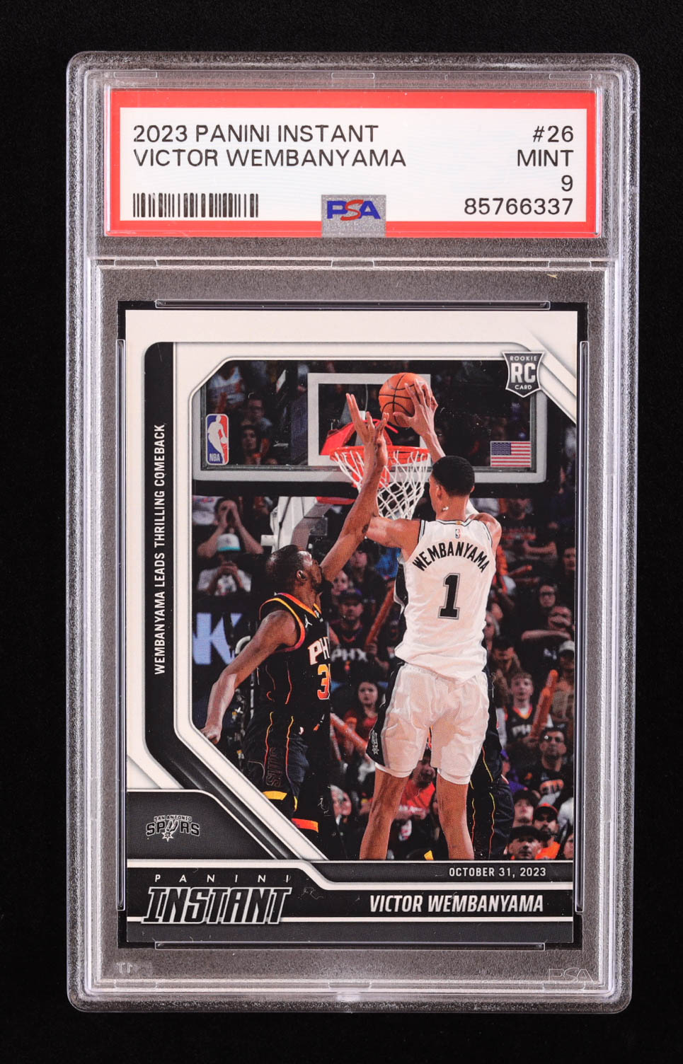 Victor Wembanyama 2023-24 Panini Instant #26 RC (PSA 9) at PristineAuction.com Victor Wembanyama 2023-24 Panini Instant #26 RC (PSA 9) at PristineAuction.com