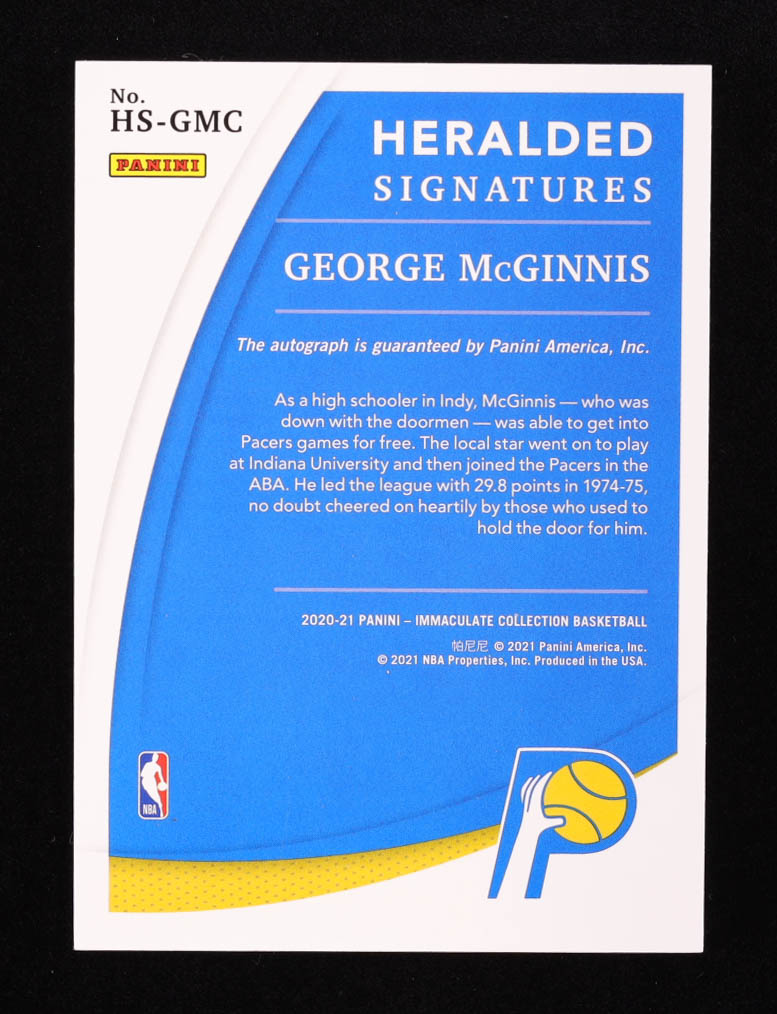 George McGinnis 2020-21 Immaculate Collection Heralded Signatures #15 #20/75 at PristineAuction.com George McGinnis 2020-21 Immaculate Collection Heralded Signatures #15 #20/75 at PristineAuction.com