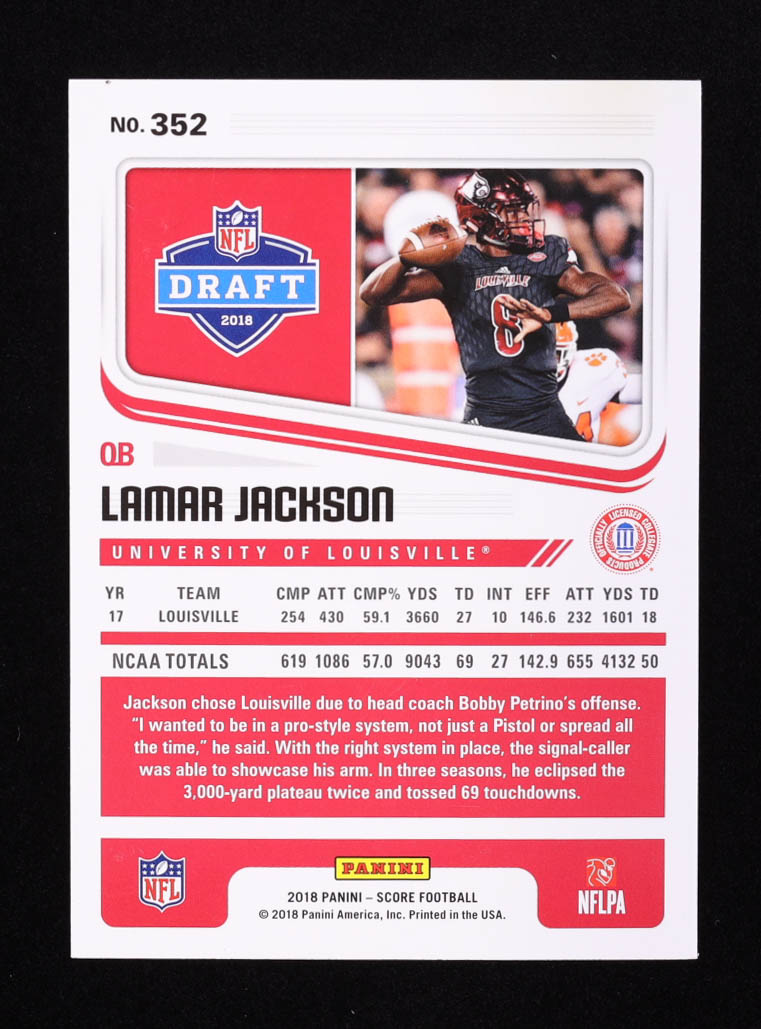 Lamar Jackson 2018 Score #352 RC at PristineAuction.com Lamar Jackson 2018 Score #352 RC at PristineAuction.com