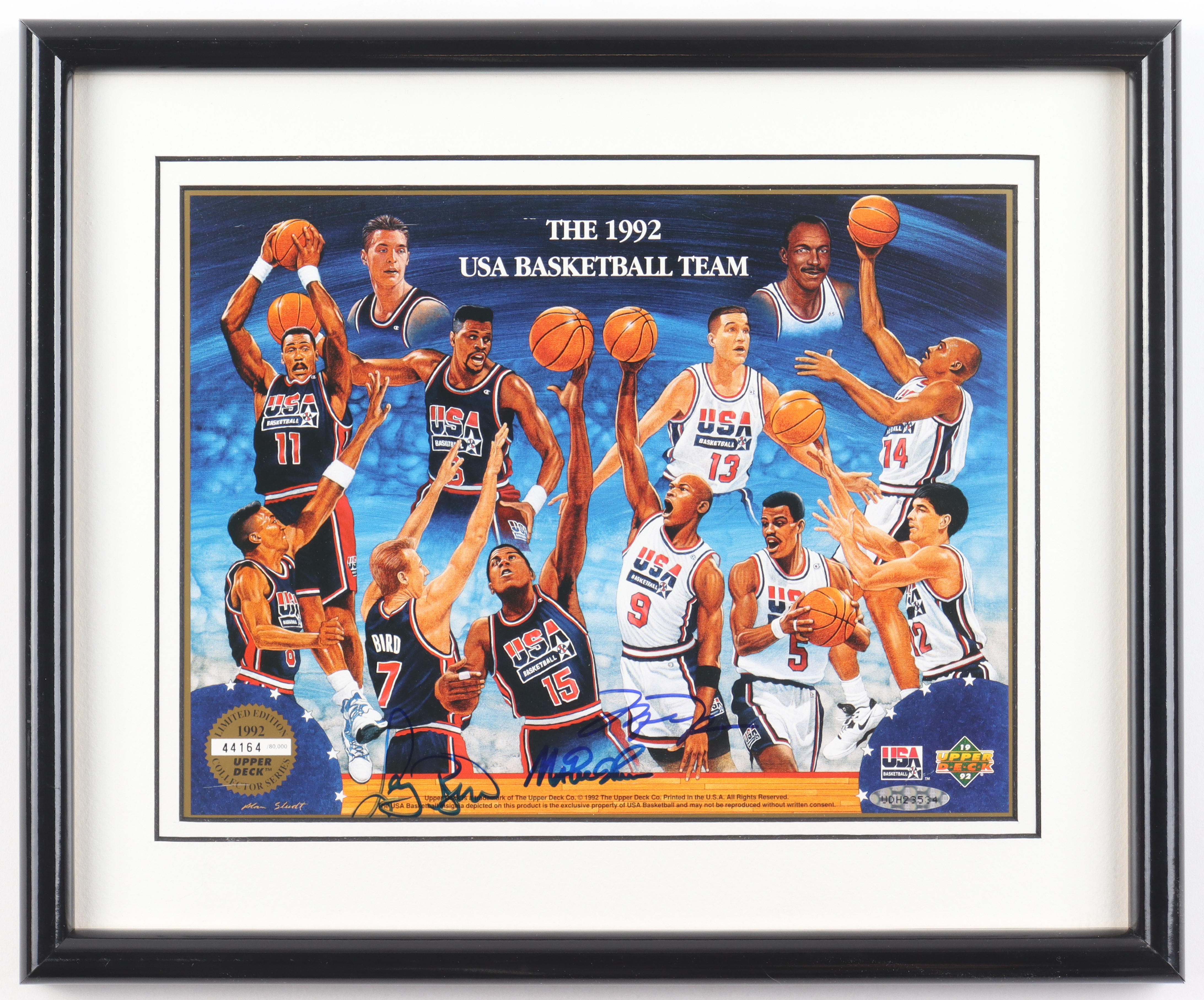 Michael Jordan, Larry Bird & Magic Johnson Signed LE 1992 "The Dream Team" Custom Framed Photo Display (UDA) at PristineAuction.com Michael Jordan, Larry Bird & Magic Johnson Signed LE 1992 "The Dream Team" Custom Framed Photo Display (UDA) at PristineAuction.com