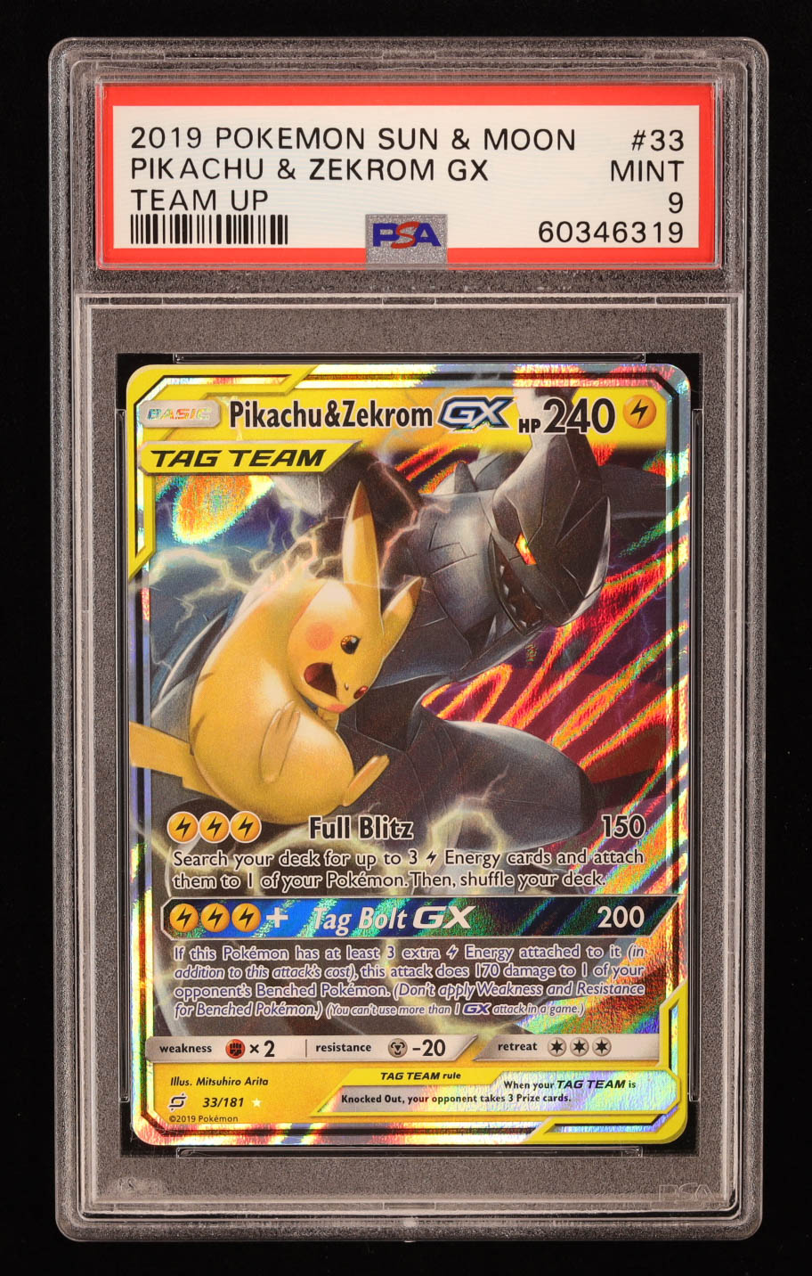 Pikachu & Zekrom GX 2019 Pokemon Sun and Moon Team Up #33 (PSA 9) at PristineAuction.com Pikachu & Zekrom GX 2019 Pokemon Sun and Moon Team Up #33 (PSA 9) at PristineAuction.com