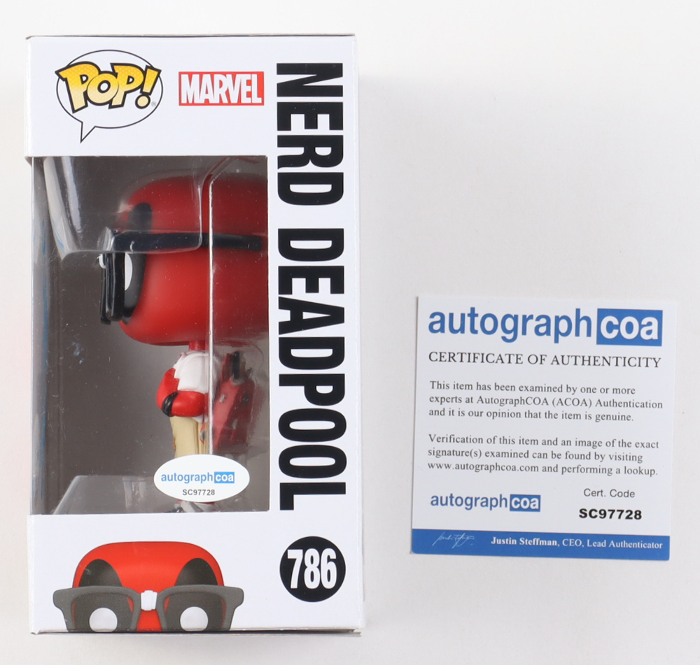 T.J. Miller Signed "Deadpool" #786 Nerd Deadpool Funko Pop! Vinyl Figure (ACOA) at PristineAuction.com T.J. Miller Signed "Deadpool" #786 Nerd Deadpool Funko Pop! Vinyl Figure (ACOA) at PristineAuction.com