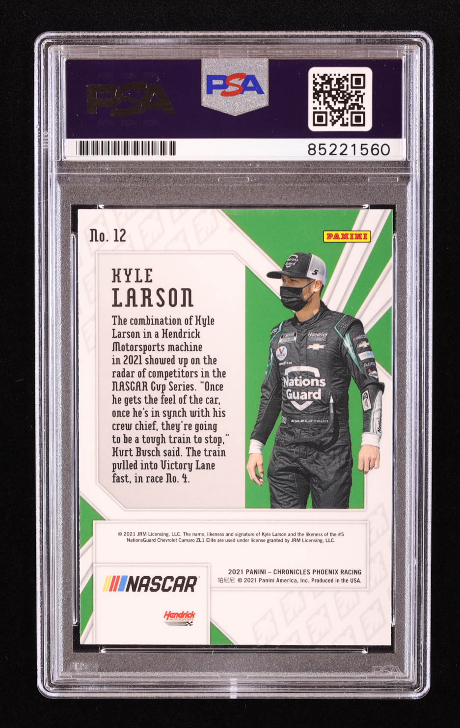 Kyle Larson Signed 2021 Panini Chronicles Phoenix #12 (PSA) at PristineAuction.com Kyle Larson Signed 2021 Panini Chronicles Phoenix #12 (PSA) at PristineAuction.com