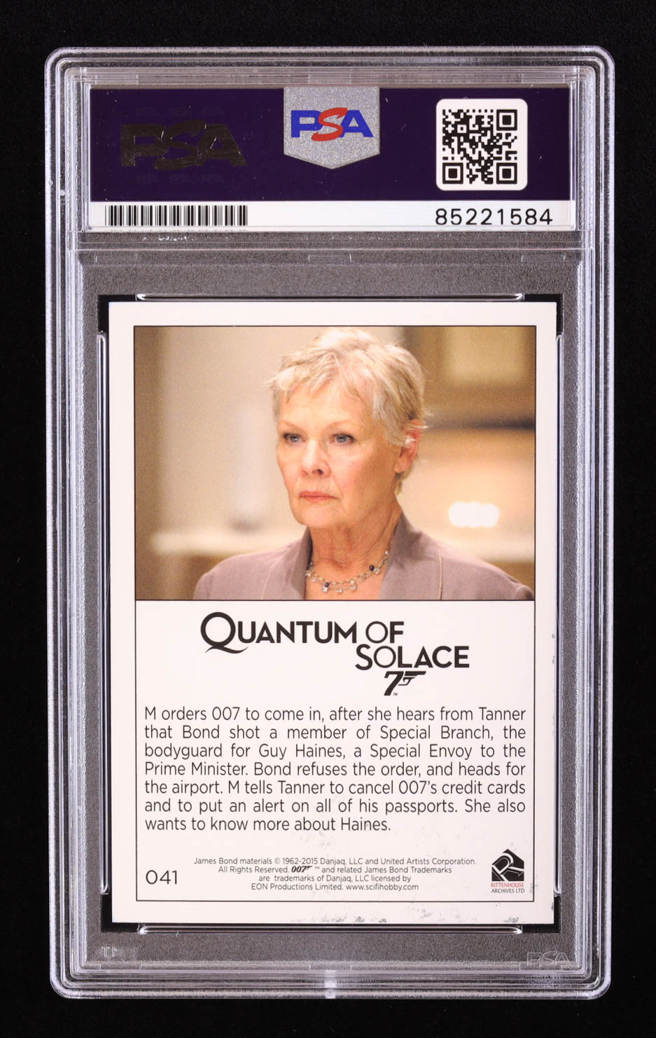 Judi Dench Signed 2015 Rittenhouse James Bond Archives #41 Quantum of Solace (PSA) at PristineAuction.com Judi Dench Signed 2015 Rittenhouse James Bond Archives #41 Quantum of Solace (PSA) at PristineAuction.com