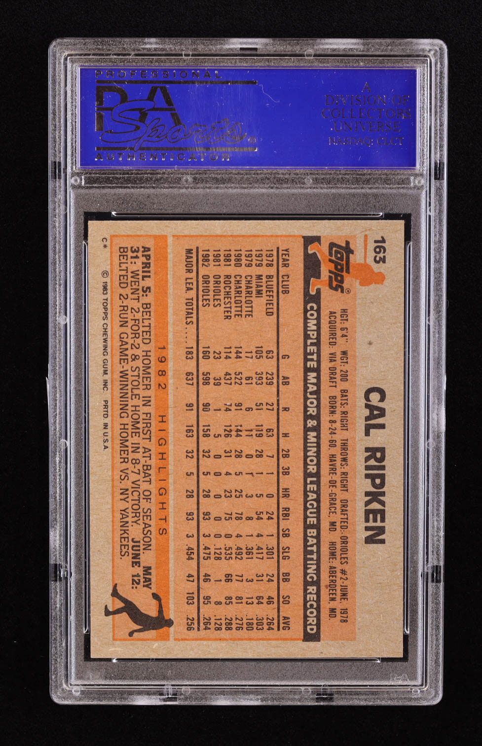 Cal Ripken Jr. Signed 1983 Topps #163 (PSA) | Pristine Auction