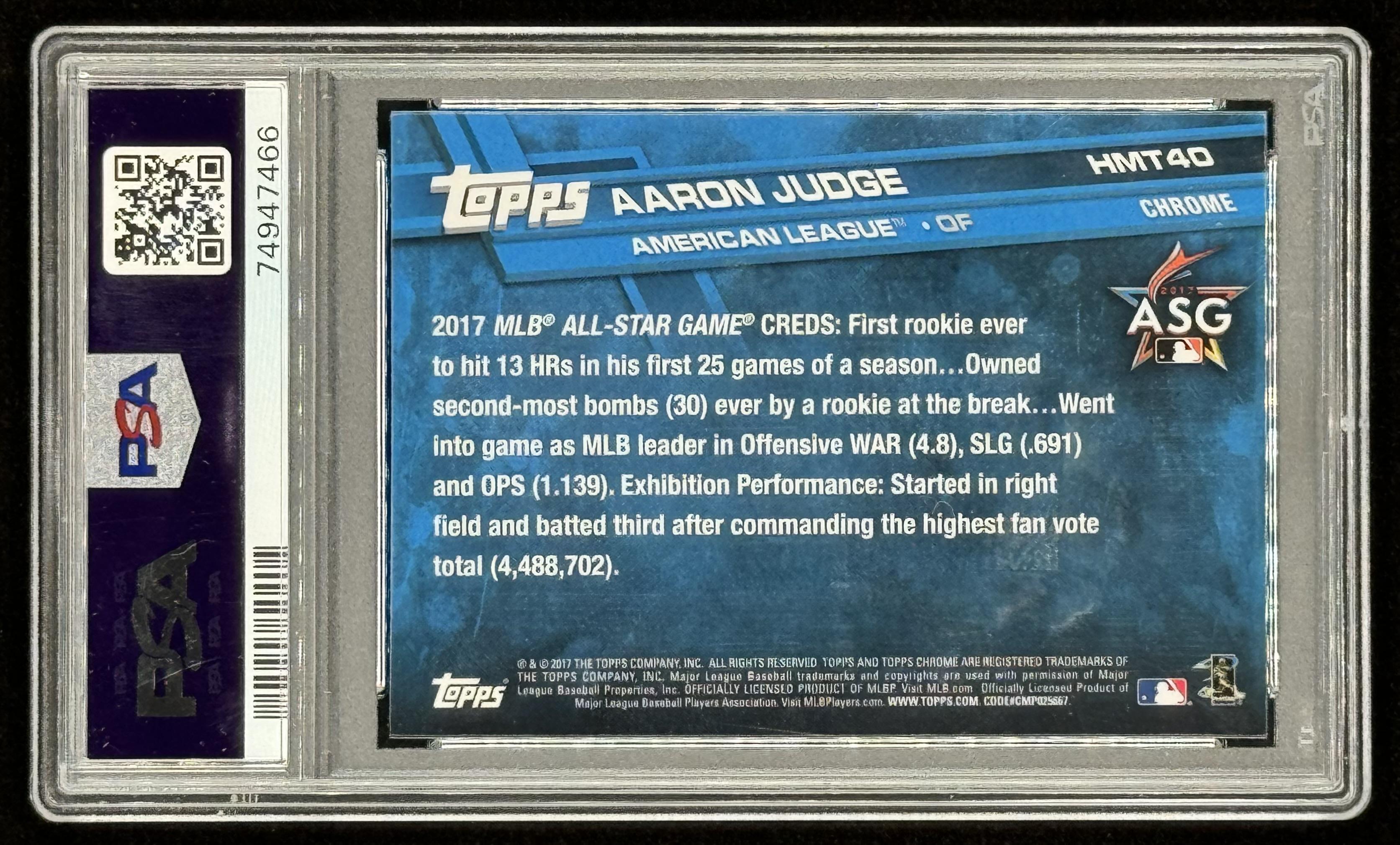 Aaron Judge 2017 Topps Chrome Update #HMT40 AS (PSA 10) at PristineAuction.com Aaron Judge 2017 Topps Chrome Update #HMT40 AS (PSA 10) at PristineAuction.com