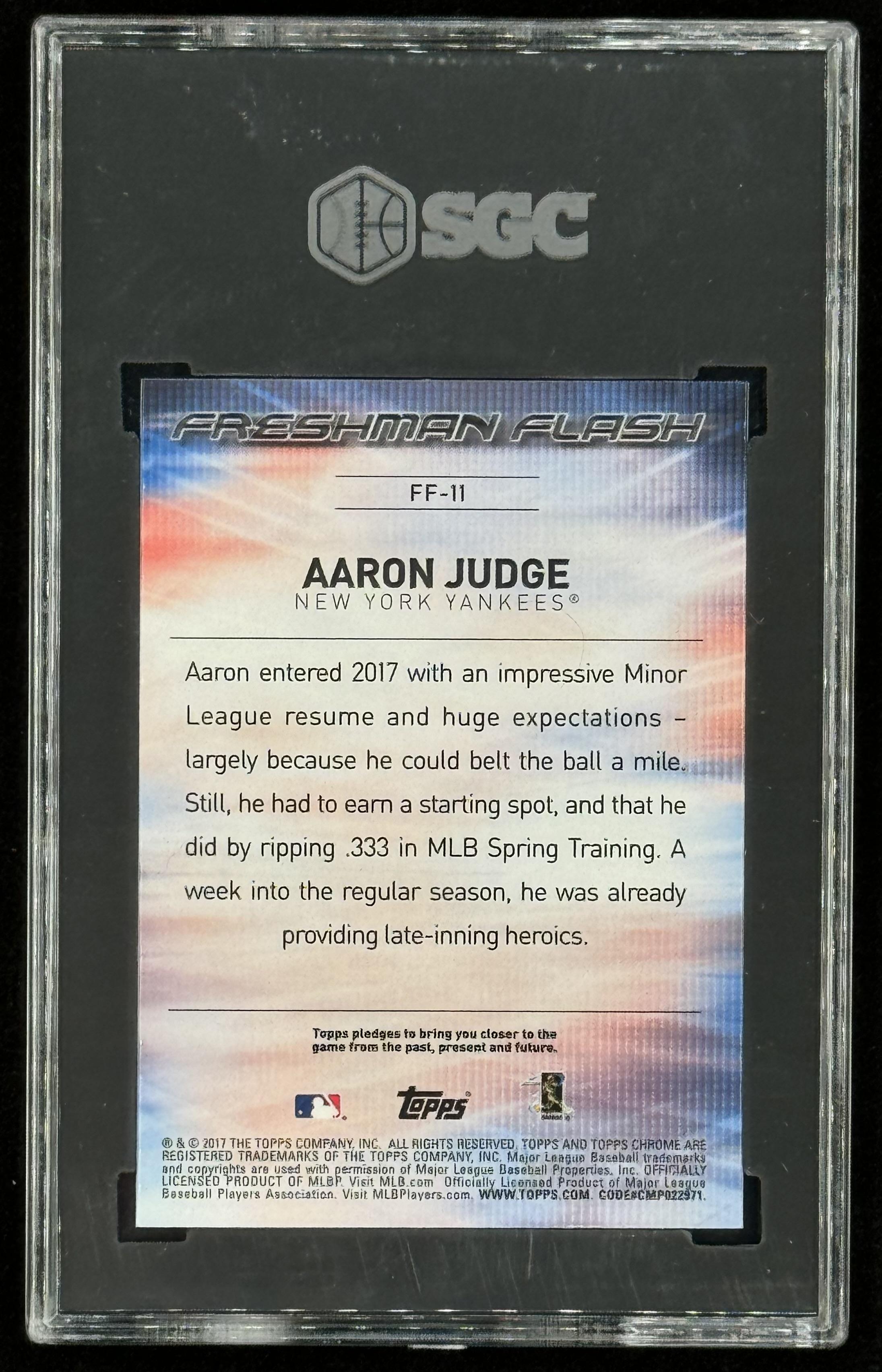 Aaron Judge 2017 Topps Chrome Freshman Flash #FF11 RC (SGC 10) at PristineAuction.com Aaron Judge 2017 Topps Chrome Freshman Flash #FF11 RC (SGC 10) at PristineAuction.com