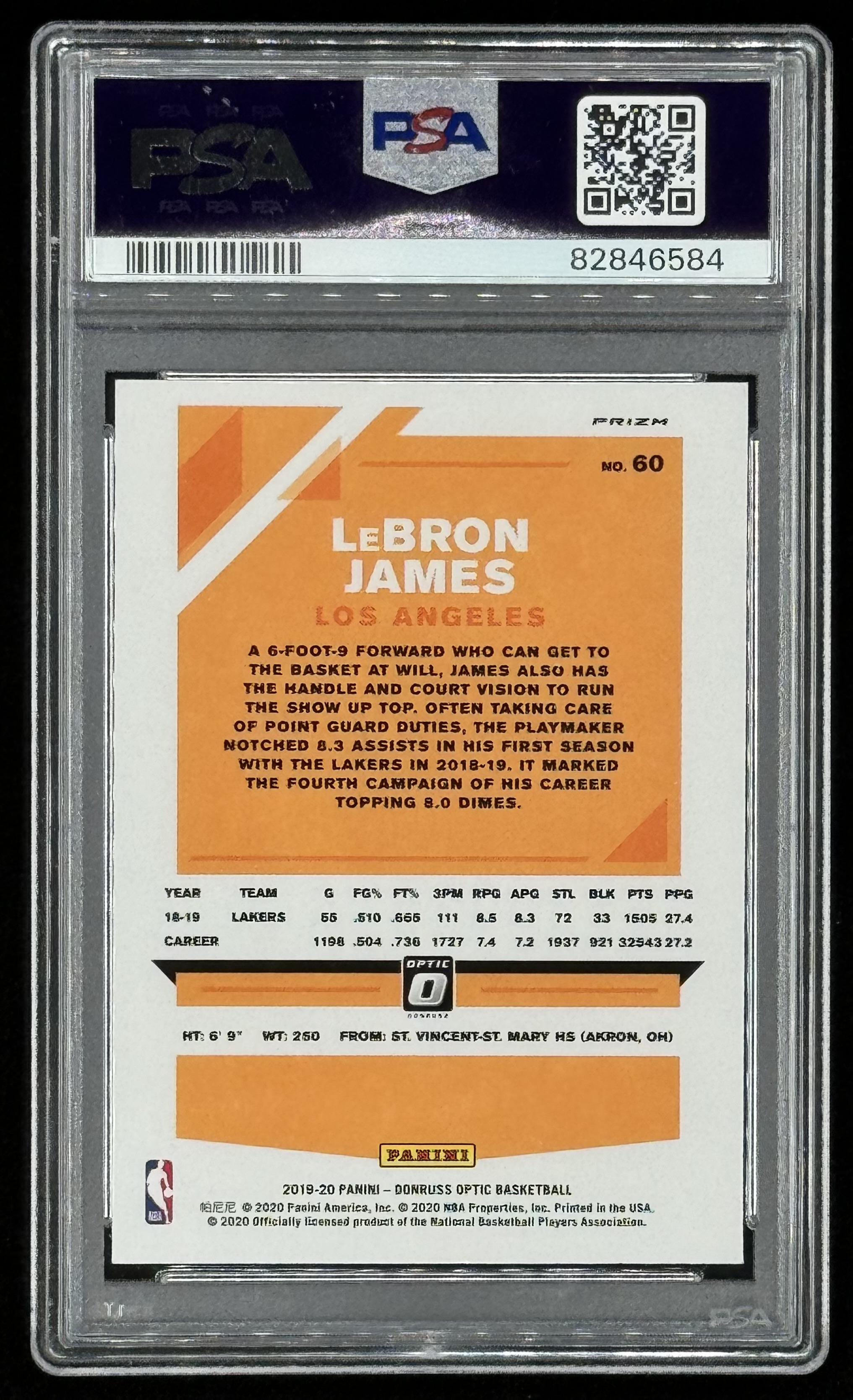 LeBron James 2019-20 Donruss Optic Hyper Pink #60 (PSA 10) at PristineAuction.com LeBron James 2019-20 Donruss Optic Hyper Pink #60 (PSA 10) at PristineAuction.com