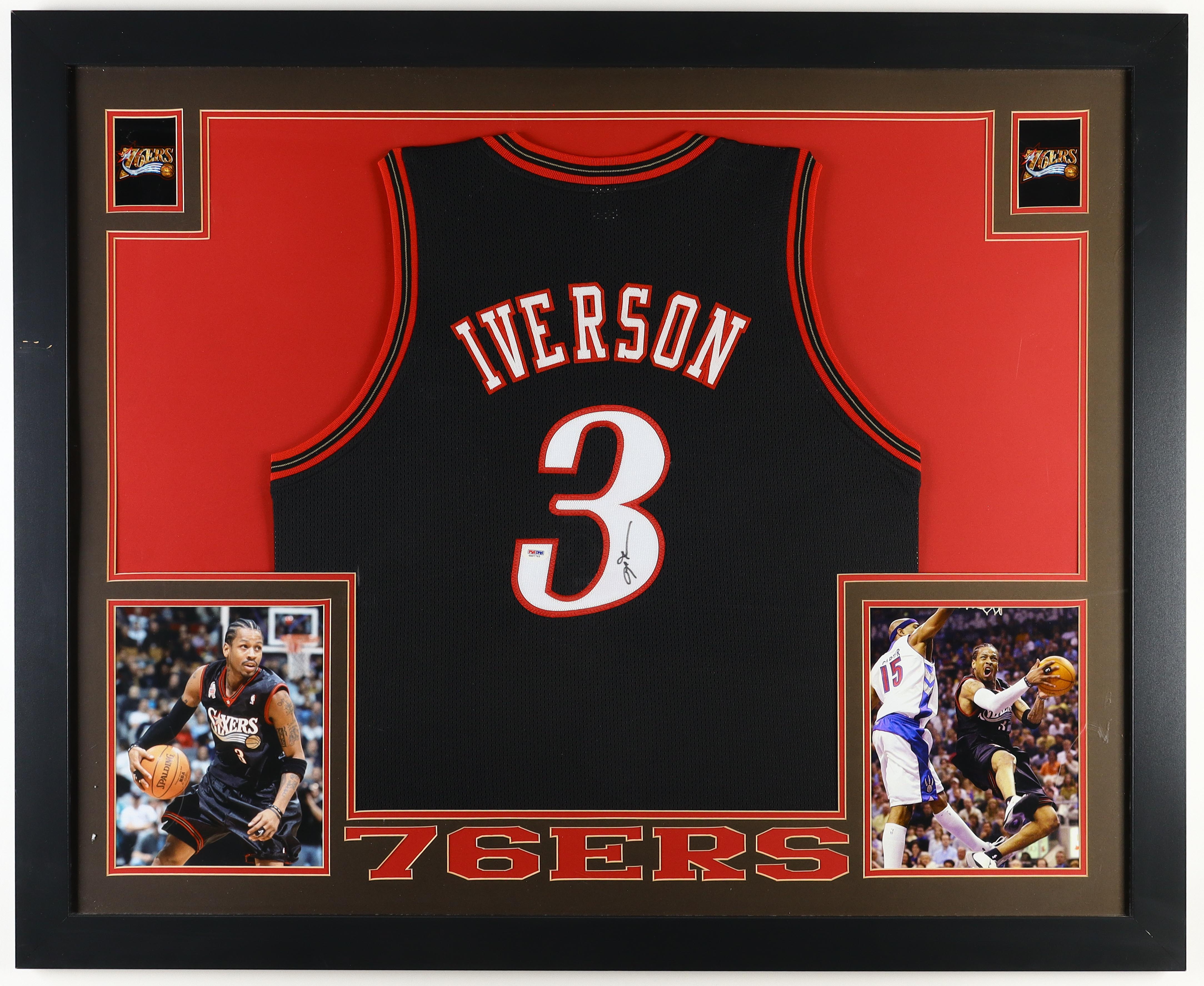 Allen Iverson Signed Custom Framed Jersey Display (PSA) at PristineAuction.com Allen Iverson Signed Custom Framed Jersey Display (PSA) at PristineAuction.com