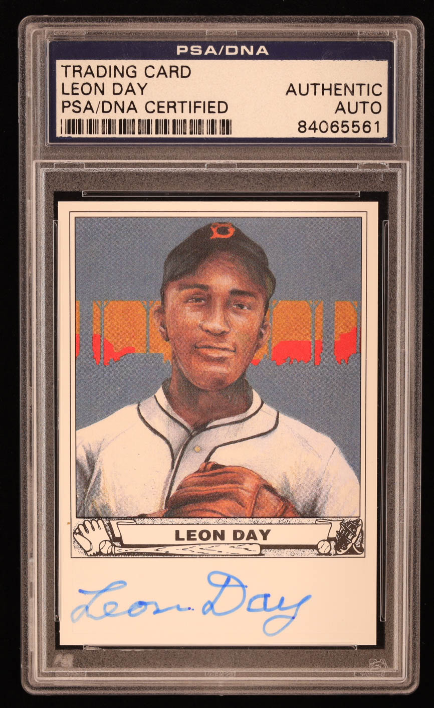 Leon Day Signed Custom Trading Card (PSA) at PristineAuction.com Leon Day Signed Custom Trading Card (PSA) at PristineAuction.com
