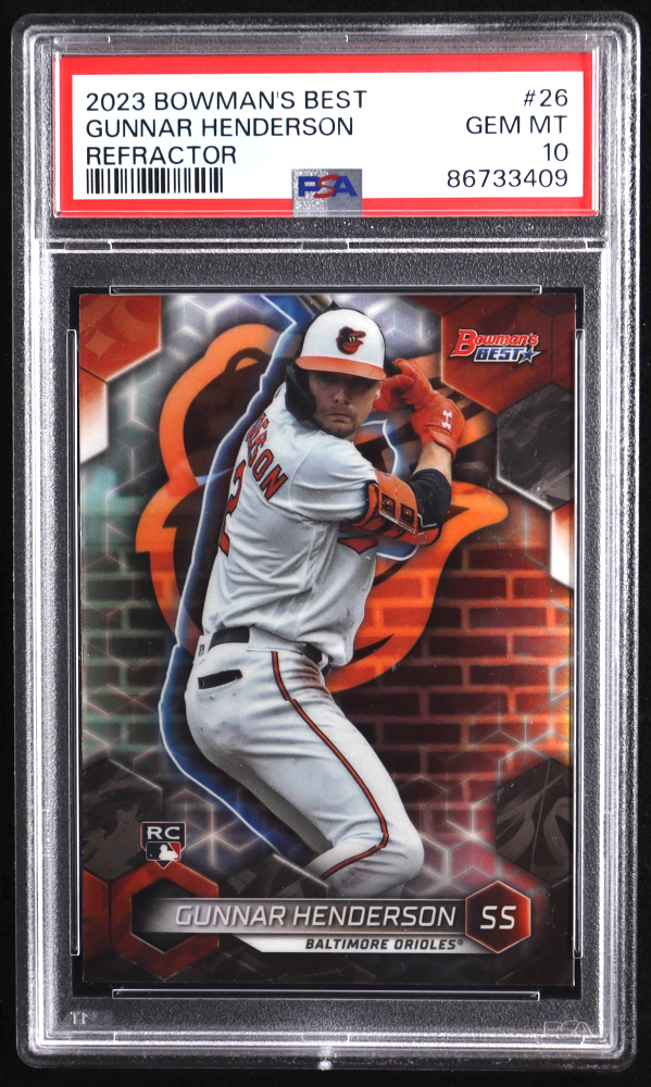 Gunnar Henderson 2023 Bowman's Best Refractors #26 RC (PSA 10) at PristineAuction.com Gunnar Henderson 2023 Bowman's Best Refractors #26 RC (PSA 10) at PristineAuction.com