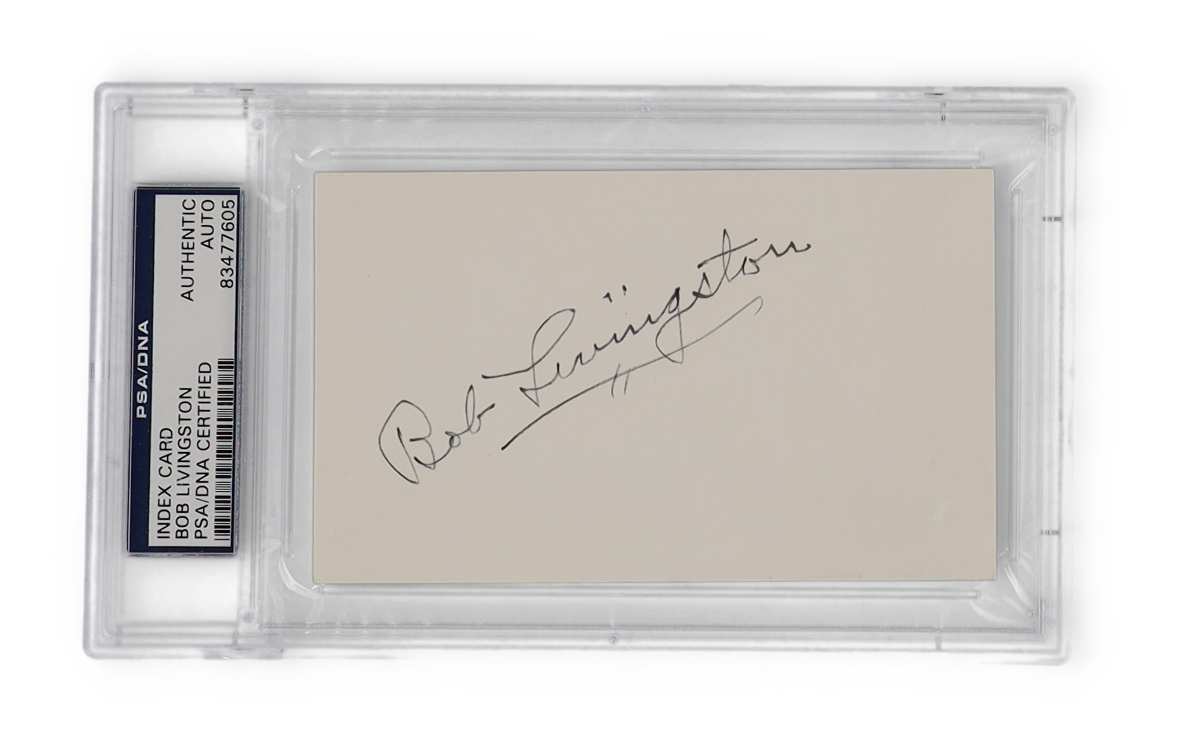 Bob Livingston Signed Index Card (PSA) at PristineAuction.com Bob Livingston Signed Index Card (PSA) at PristineAuction.com