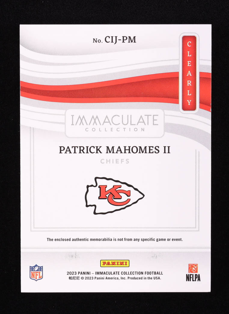 Patrick Mahomes II 2023 Immaculate Collection Clearly Immaculate Jerseys #1 #78/99 at PristineAuction.com Patrick Mahomes II 2023 Immaculate Collection Clearly Immaculate Jerseys #1 #78/99 at PristineAuction.com