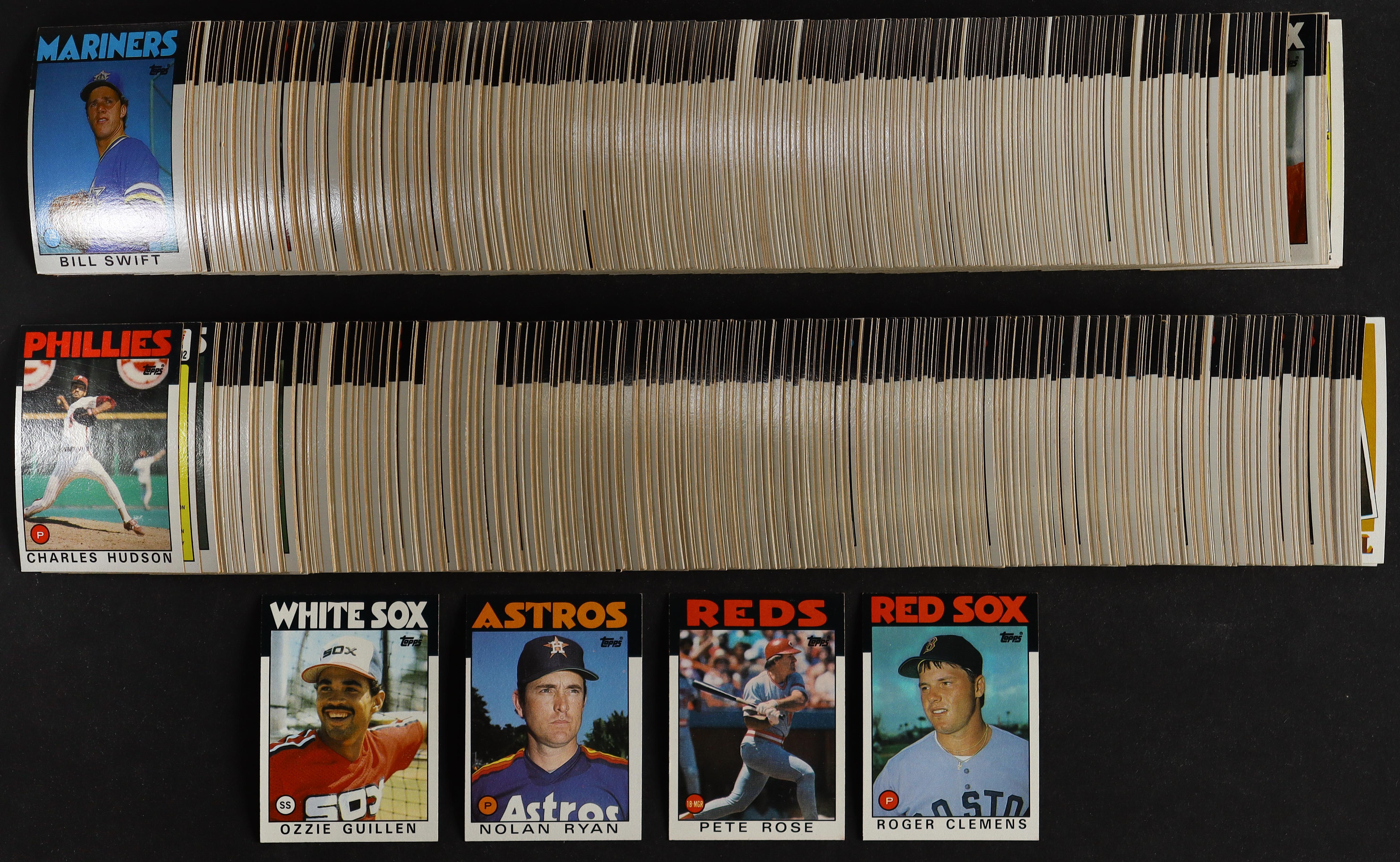1986 Topps Complete Set of (792) Baseball Cards with Nolan Ryan #100 & Roger Clemens #661, Pete Rose #1, Ozzie Guillen #254 at PristineAuction.com 1986 Topps Complete Set of (792) Baseball Cards with Nolan Ryan #100 & Roger Clemens #661, Pete Rose #1, Ozzie Guillen #254 at PristineAuction.com