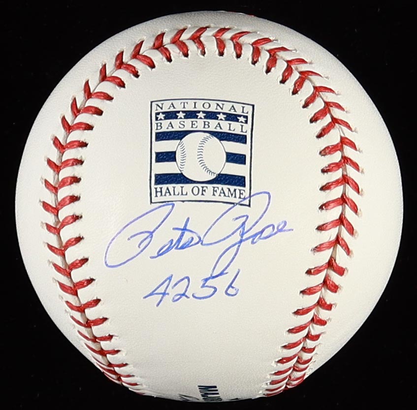 Pete Rose Signed OML Hall of Fame Logo Baseball Inscribed "4256" (JSA) at PristineAuction.com Pete Rose Signed OML Hall of Fame Logo Baseball Inscribed "4256" (JSA) at PristineAuction.com
