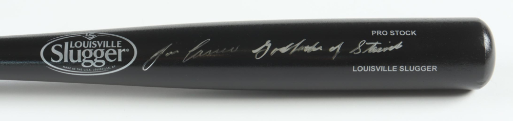 Jose Canseco Signed Louisville Slugger Baseball Bat Inscribed "Godfather of Steroids" (JSA) at PristineAuction.com Jose Canseco Signed Louisville Slugger Baseball Bat Inscribed "Godfather of Steroids" (JSA) at PristineAuction.com