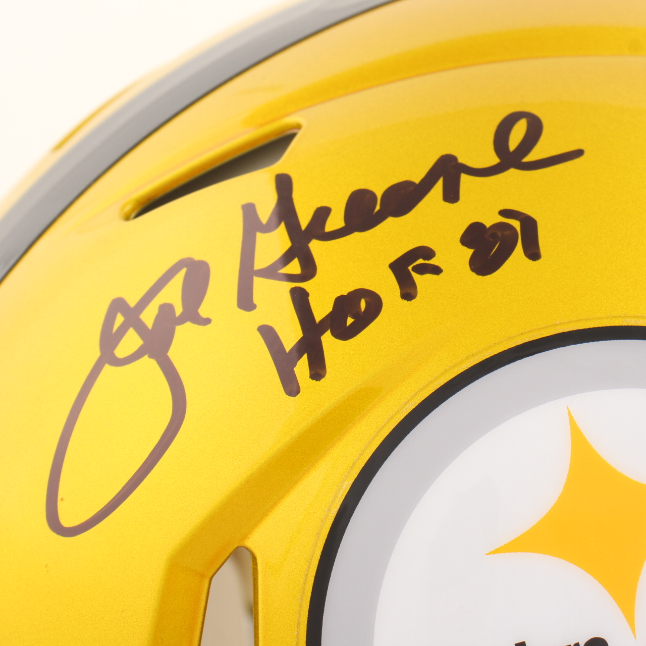 Joe Greene Signed Steelers Full-Size Authentic On-Field Flash Alternate Speed Helmet Inscribed "HOF 87" (Beckett) at PristineAuction.com Joe Greene Signed Steelers Full-Size Authentic On-Field Flash Alternate Speed Helmet Inscribed "HOF 87" (Beckett) at PristineAuction.com