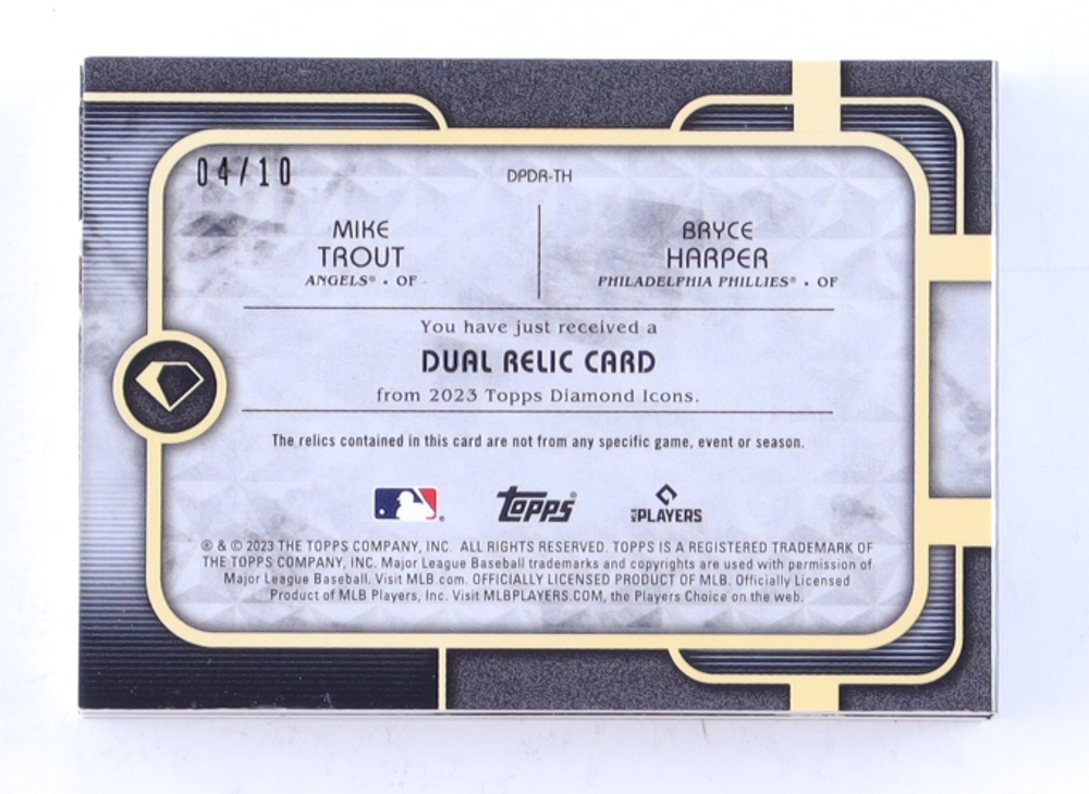 Bryce Harper & Mike Trout 2023 Topps Diamond Icons Dual Player Relic ...