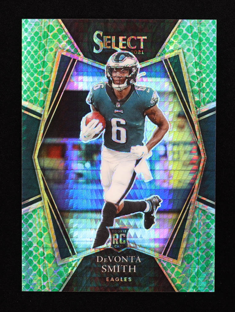 DeVonta Smith 2021 Select Prizm Dragon Scale #149 RC at PristineAuction.com DeVonta Smith 2021 Select Prizm Dragon Scale #149 RC at PristineAuction.com