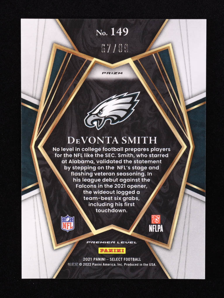 DeVonta Smith 2021 Select Prizm Dragon Scale #149 RC at PristineAuction.com DeVonta Smith 2021 Select Prizm Dragon Scale #149 RC at PristineAuction.com