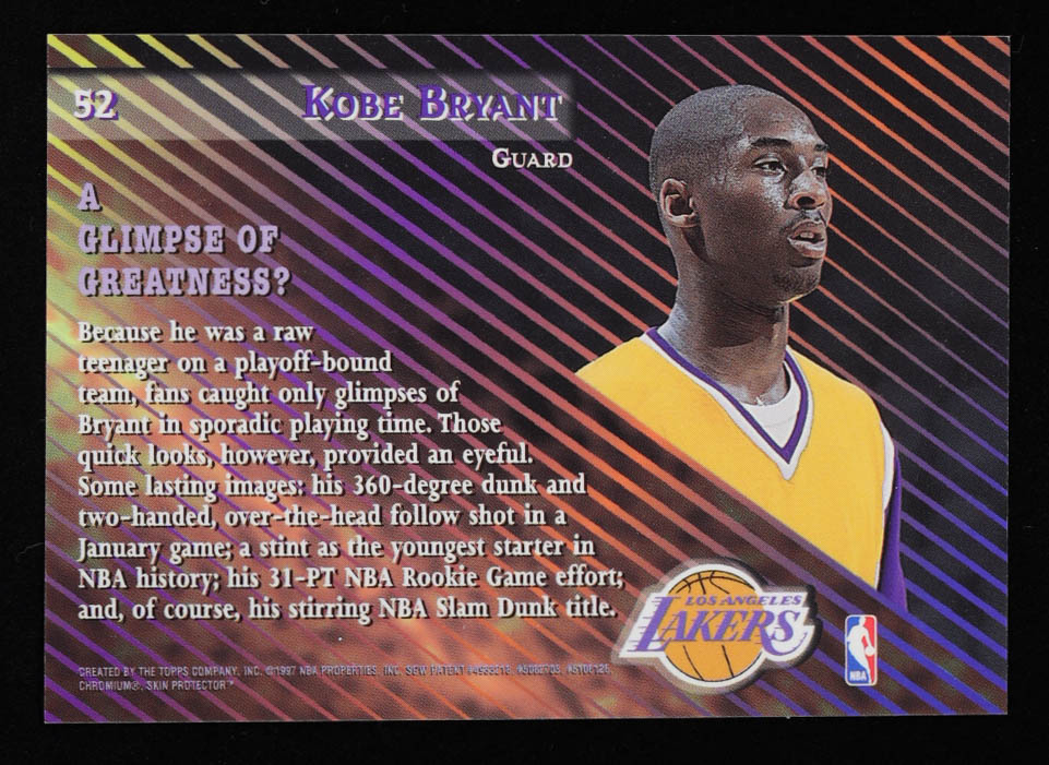 Kobe Bryant 1996-97 Stadium Club Members Only 55 #52 Finest RC with Coating at PristineAuction.com Kobe Bryant 1996-97 Stadium Club Members Only 55 #52 Finest RC with Coating at PristineAuction.com