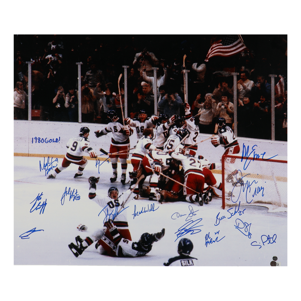 1980 Team USA "Miracle on Ice" 20x24 Photo Team-Signed by (15) with Jim ...