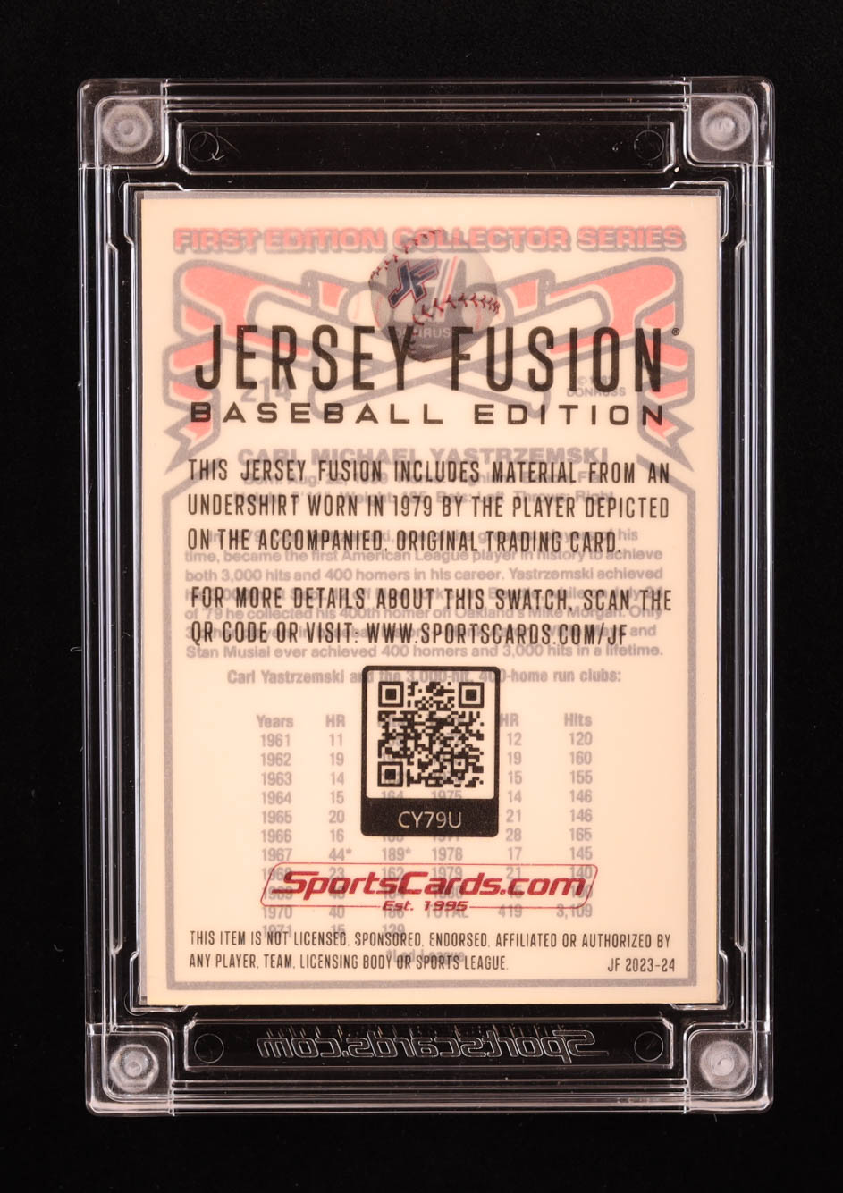 Carl Yastrzemski 2023 Jersey Fusion Game Used Swatch #CY79U at PristineAuction.com Carl Yastrzemski 2023 Jersey Fusion Game Used Swatch #CY79U at PristineAuction.com