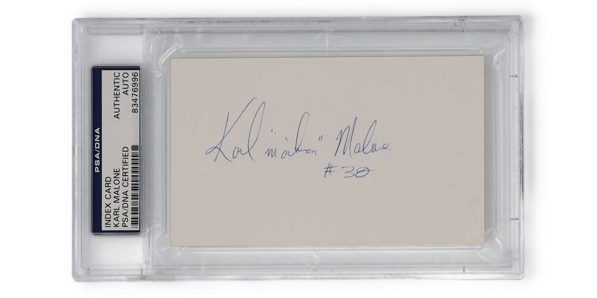 Moses "Mailman" Malone Signed 3x5 Index Card (PSA) at PristineAuction.com Moses "Mailman" Malone Signed 3x5 Index Card (PSA) at PristineAuction.com