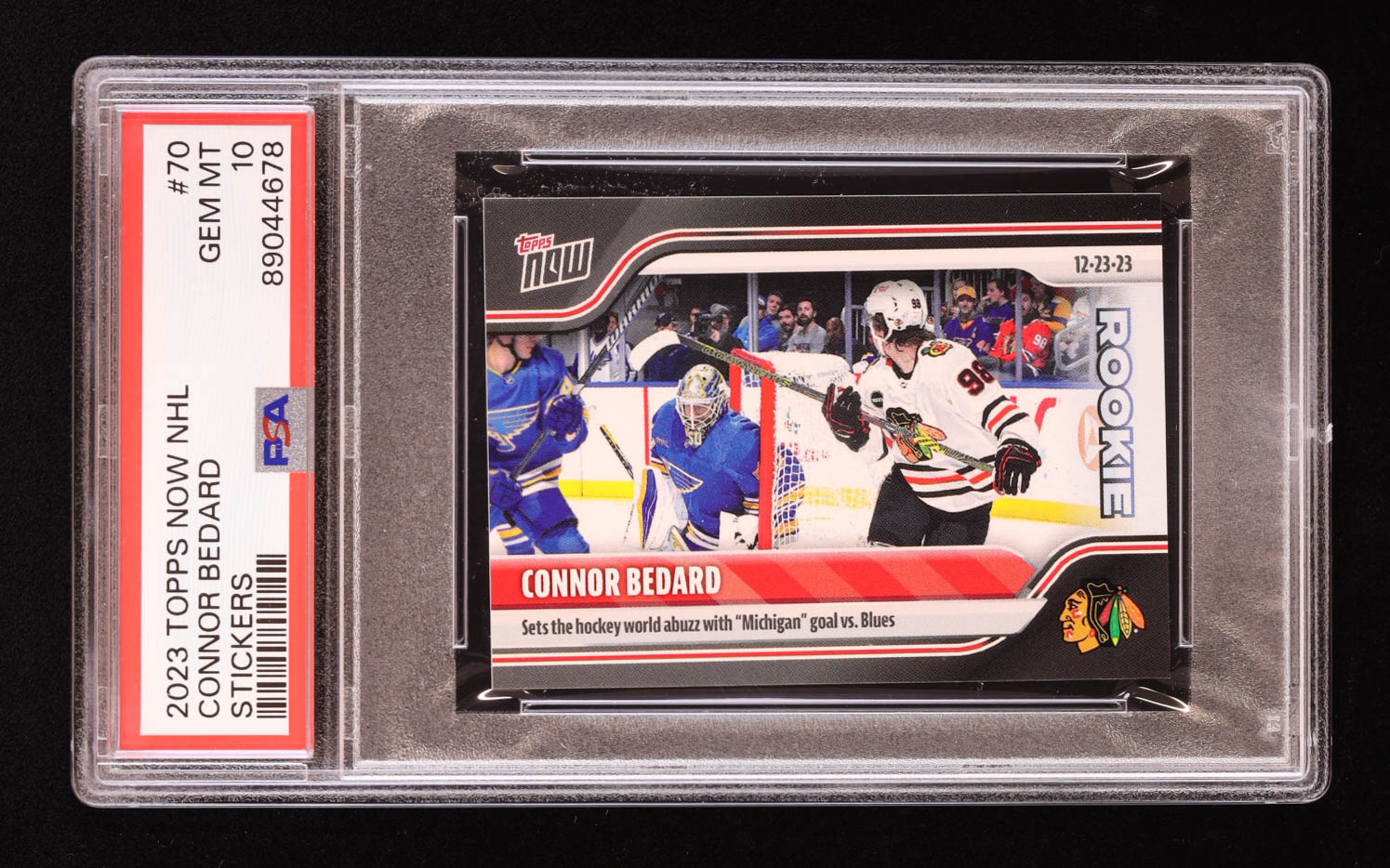 Connor Bedard 2023-24 Topps Now Stickers #70 RC (PSA 10) at PristineAuction.com Connor Bedard 2023-24 Topps Now Stickers #70 RC (PSA 10) at PristineAuction.com
