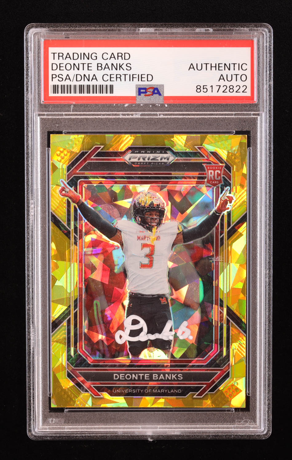 Deonte Banks Signed 2023 Panini Prizm Draft Picks Prizms Gold Ice #189 RC (PSA) at PristineAuction.com Deonte Banks Signed 2023 Panini Prizm Draft Picks Prizms Gold Ice #189 RC (PSA) at PristineAuction.com