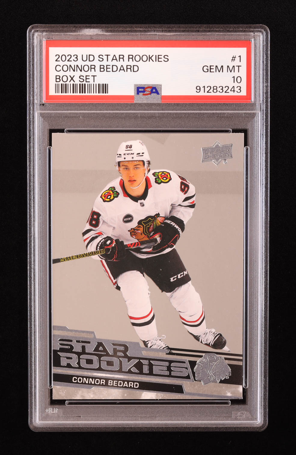 Connor Bedard 2023-24 Upper Deck Star Rookies #1 RC (PSA 10) at PristineAuction.com Connor Bedard 2023-24 Upper Deck Star Rookies #1 RC (PSA 10) at PristineAuction.com