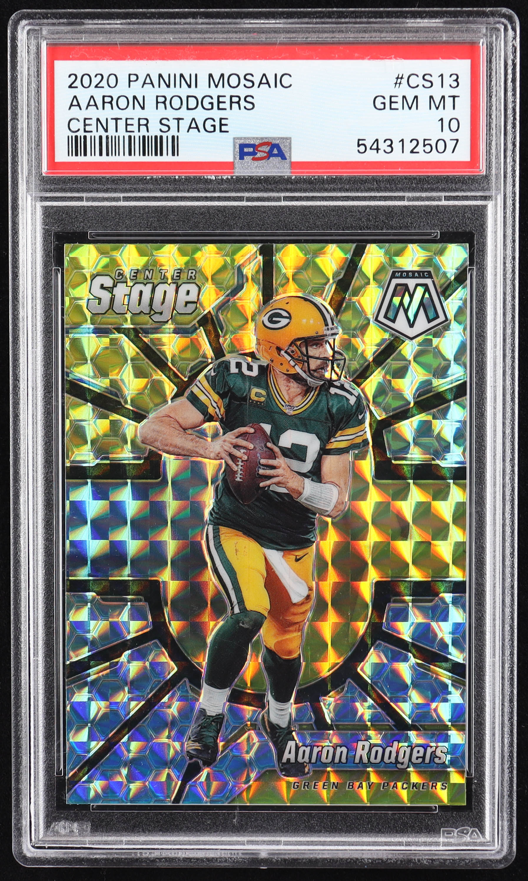 Aaron Rodgers 2020 Panini Mosaic Center Stage #CS13 (PSA 10) at PristineAuction.com Aaron Rodgers 2020 Panini Mosaic Center Stage #CS13 (PSA 10) at PristineAuction.com