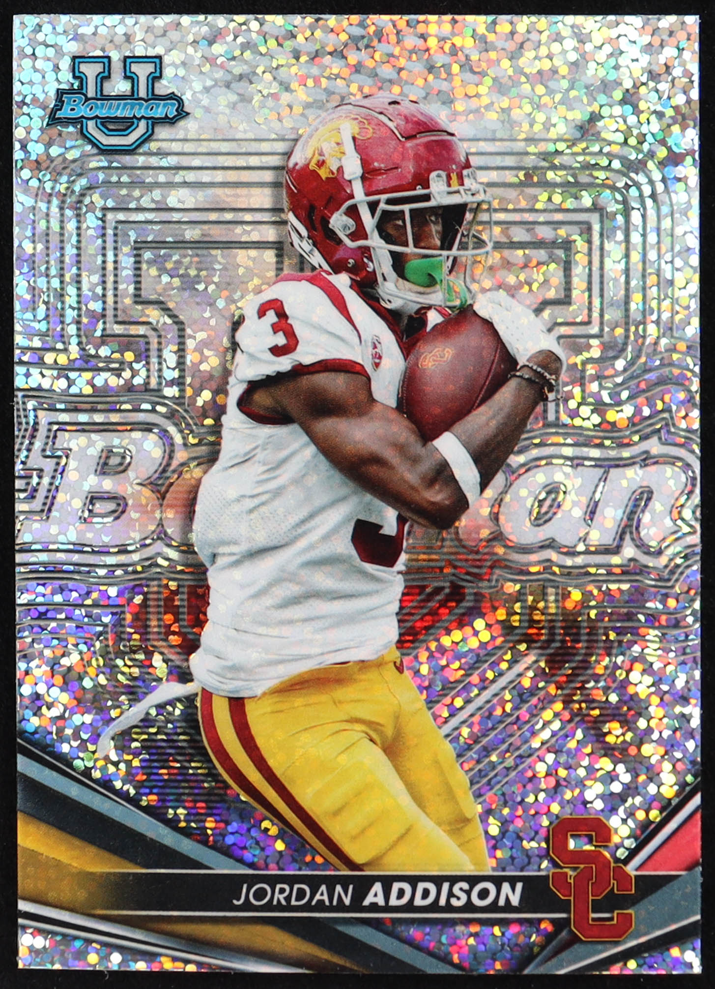 Jordan Addison 2022 Bowman's Best University Shimmer Refractors #76 RC at PristineAuction.com Jordan Addison 2022 Bowman's Best University Shimmer Refractors #76 RC at PristineAuction.com