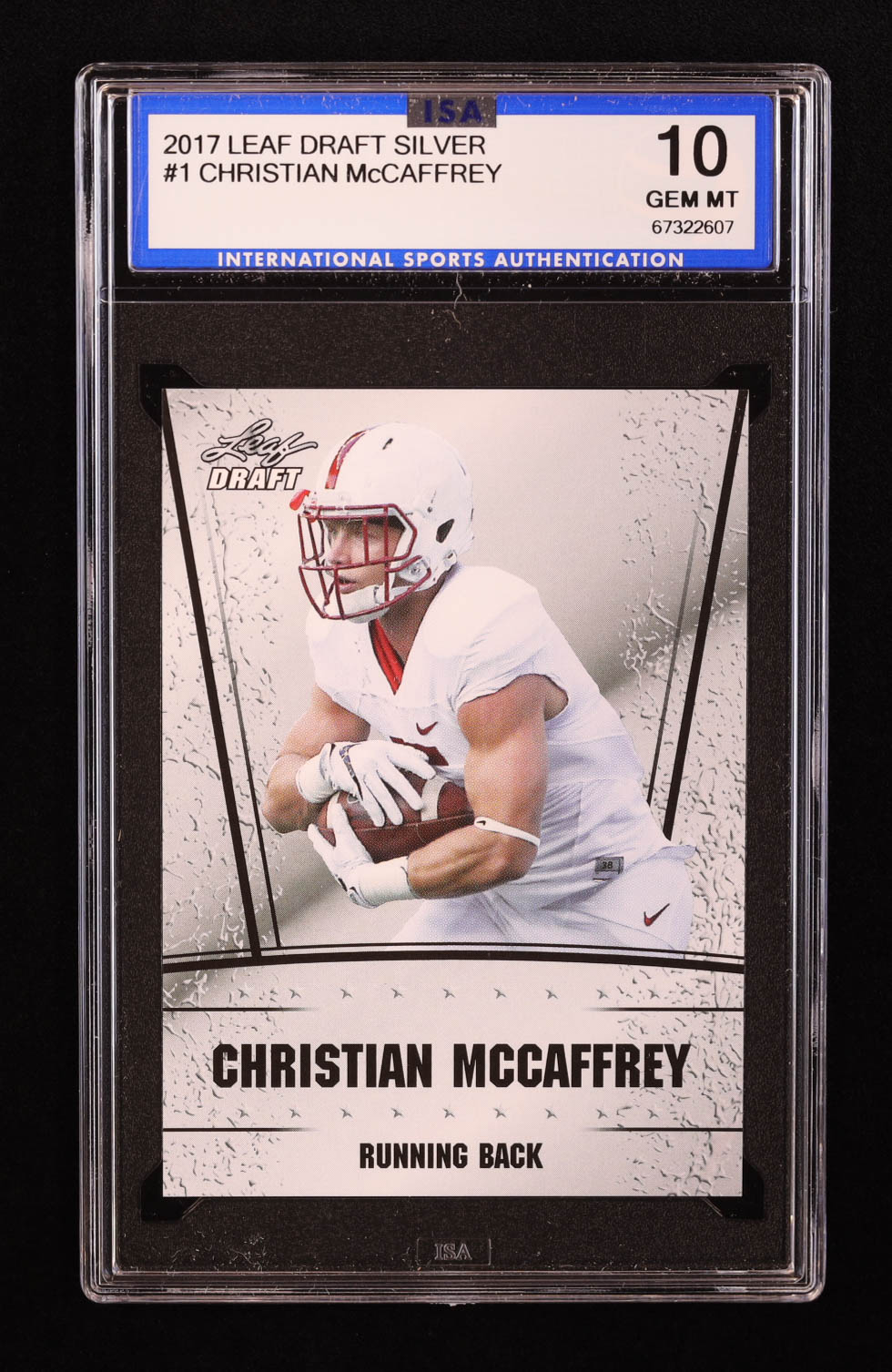 Christian McCaffrey 2017 Leaf Special Release Draft Silver #01 RC (ISA 10) at PristineAuction.com Christian McCaffrey 2017 Leaf Special Release Draft Silver #01 RC (ISA 10) at PristineAuction.com