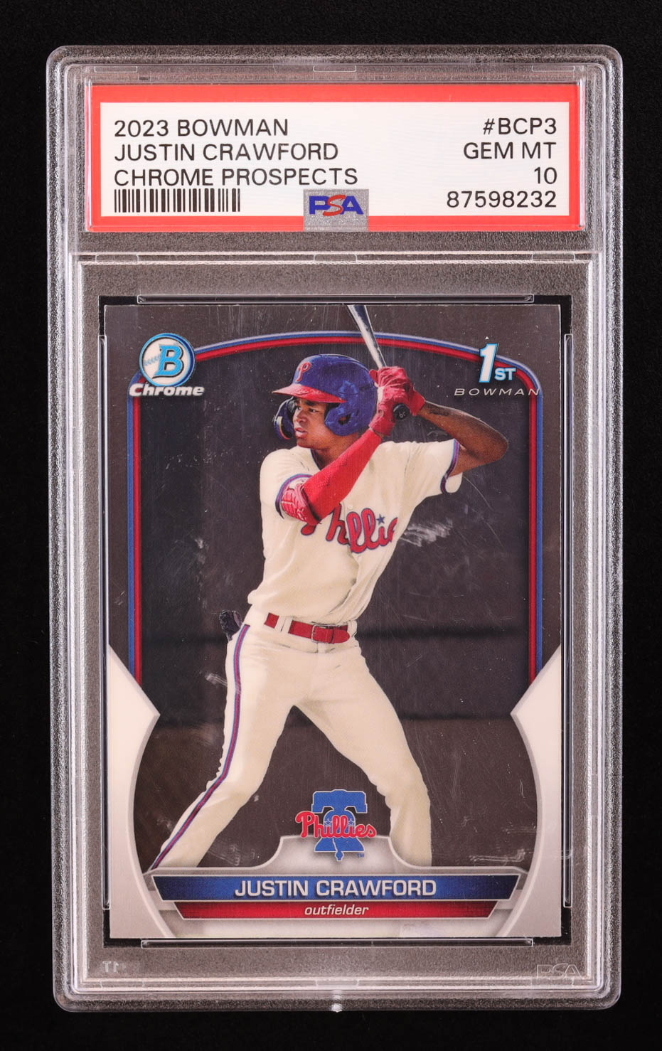 Justin Crawford 2023 Bowman Chrome Prospects #BCP3 RC (PSA 10) at PristineAuction.com Justin Crawford 2023 Bowman Chrome Prospects #BCP3 RC (PSA 10) at PristineAuction.com