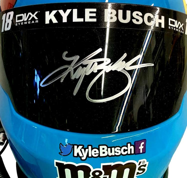 Kyle Busch Signed NASCAR M&M's Hazelnut Spread Full-Size Helmet (PA) at PristineAuction.com Kyle Busch Signed NASCAR M&M's Hazelnut Spread Full-Size Helmet (PA) at PristineAuction.com