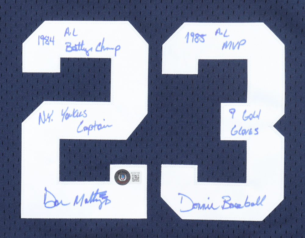 Don Mattingly Signed Yankees Jersey with Multiple Inscriptions (Beckett) at PristineAuction.com Don Mattingly Signed Yankees Jersey with Multiple Inscriptions (Beckett) at PristineAuction.com