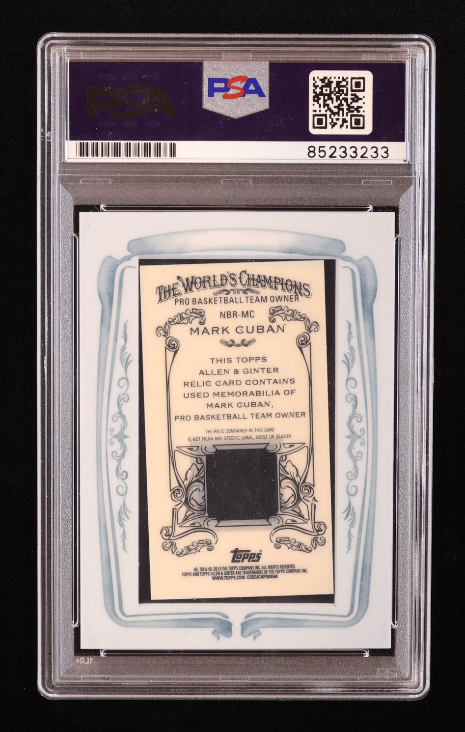 Mark Cuban Signed 2013 Topps Allen and Ginter Framed Mini Relics #MCU (PSA) at PristineAuction.com Mark Cuban Signed 2013 Topps Allen and Ginter Framed Mini Relics #MCU (PSA) at PristineAuction.com