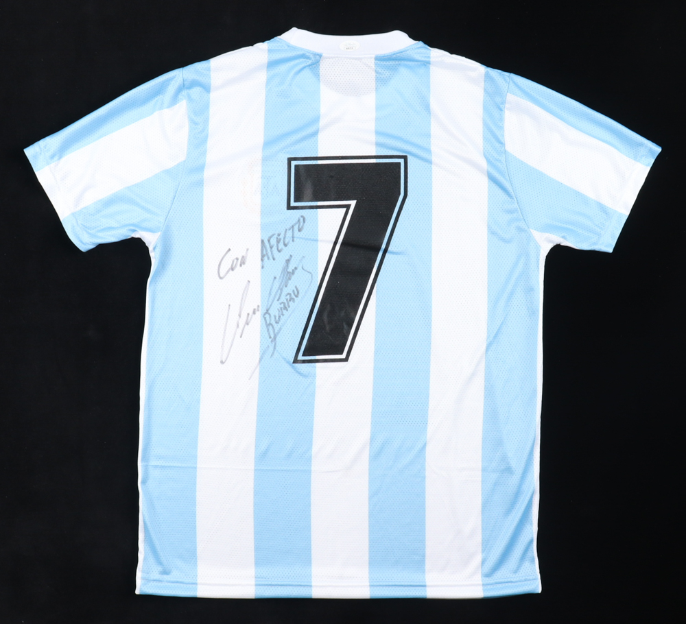 Jorge Burruchaga Signed Jersey Inscribed "Con Afecto" & "Burru" (JSA) at PristineAuction.com Jorge Burruchaga Signed Jersey Inscribed "Con Afecto" & "Burru" (JSA) at PristineAuction.com