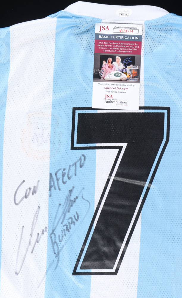 Jorge Burruchaga Signed Jersey Inscribed "Con Afecto" & "Burru" (JSA) at PristineAuction.com Jorge Burruchaga Signed Jersey Inscribed "Con Afecto" & "Burru" (JSA) at PristineAuction.com