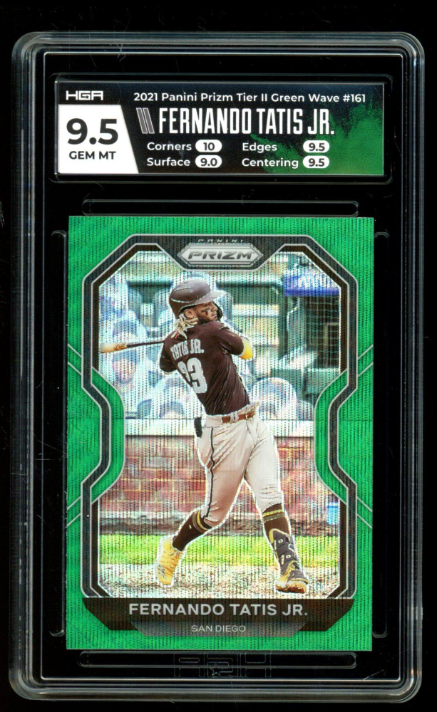 Fernando Tatis Jr. 2021 Panini Prizm Prizms Green Wave #161 (HGA 9.5)