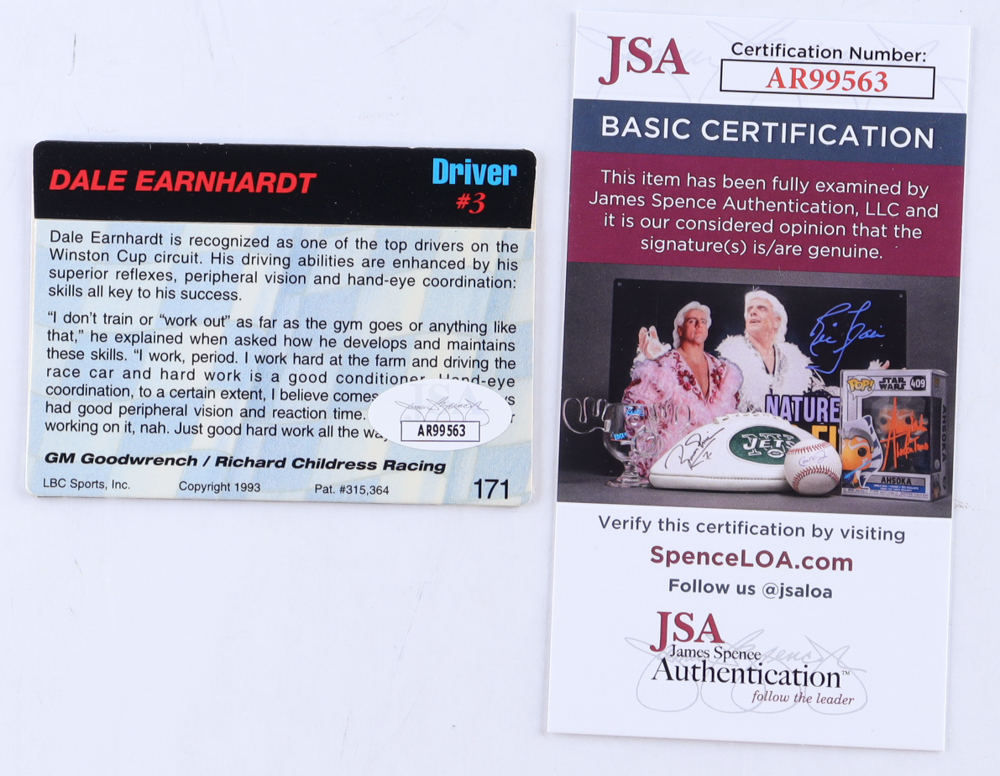 Dale Earnhardt Signed 1993 Action Packed #171 (JSA) at PristineAuction.com Dale Earnhardt Signed 1993 Action Packed #171 (JSA) at PristineAuction.com