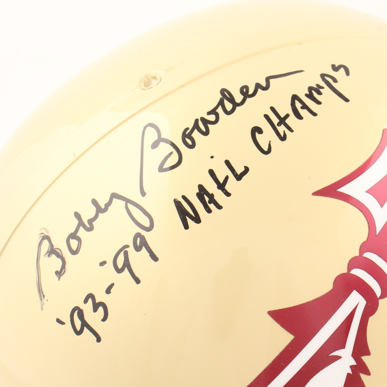 Bobby Bowden Signed Florida State Seminoles Full-Size Helmet inscribed "'93-'99 Nat'l Champs" (Beckett) at PristineAuction.com Bobby Bowden Signed Florida State Seminoles Full-Size Helmet inscribed "'93-'99 Nat'l Champs" (Beckett) at PristineAuction.com