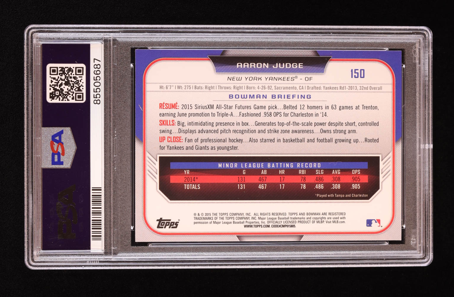 Aaron Judge 2015 Bowman Draft #150 RC (PSA 10) at PristineAuction.com Aaron Judge 2015 Bowman Draft #150 RC (PSA 10) at PristineAuction.com