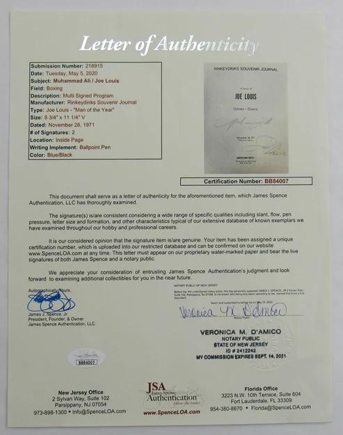 Muhammad Ali & Joe Louis Signed Program (JSA) at PristineAuction.com Muhammad Ali & Joe Louis Signed Program (JSA) at PristineAuction.com