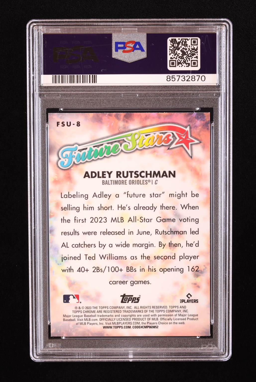 Adley Rutschman 2023 Topps Chrome Update Future Stars #FSU8 RC (PSA 10) at PristineAuction.com Adley Rutschman 2023 Topps Chrome Update Future Stars #FSU8 RC (PSA 10) at PristineAuction.com