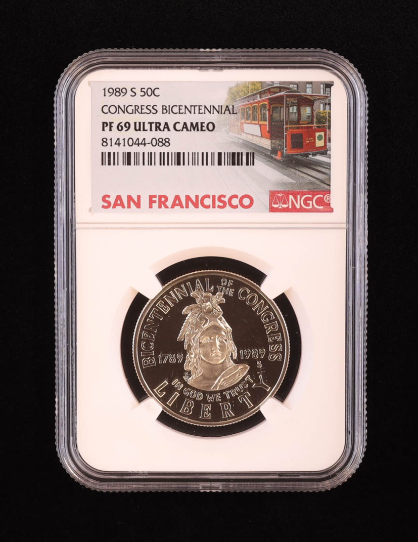 1989-S U.S. Congress Bicentennial Half Dollar - Ultra Cameo Proof (NGC PF69) at PristineAuction.com 1989-S U.S. Congress Bicentennial Half Dollar - Ultra Cameo Proof (NGC PF69) at PristineAuction.com
