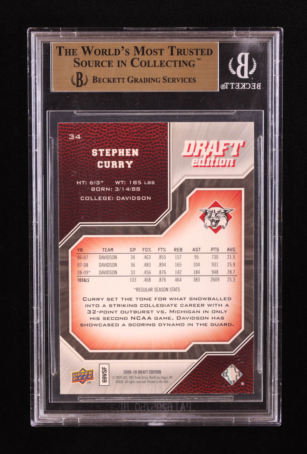 Stephen Curry 2009-10 Upper Deck Draft Edition #34 SP RC (BGS 9.5) at PristineAuction.com Stephen Curry 2009-10 Upper Deck Draft Edition #34 SP RC (BGS 9.5) at PristineAuction.com